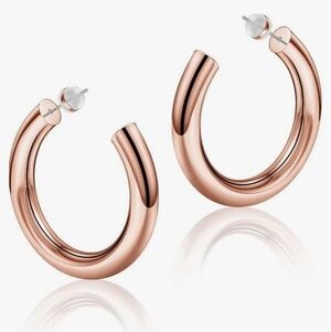 Turandoss 14K Rose Gold Plated 1 Inch Diameter Chunky Hoops